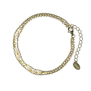 Armbånd i Sterlingsølv m.14kt guld & ferskvandsperler 16+4cm, från San - Links of Joy