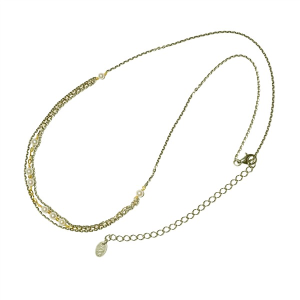 Halskæde i sterlingsølv m.14kt guld & ferskvandsperler 42+8cm, från San - Links of Joy