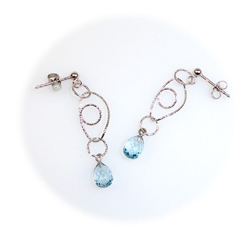 Øreringe -Blå Topas.925/Rhodium. Sterlingsilver/Rhodium-One prs, från San - Links of Joy
