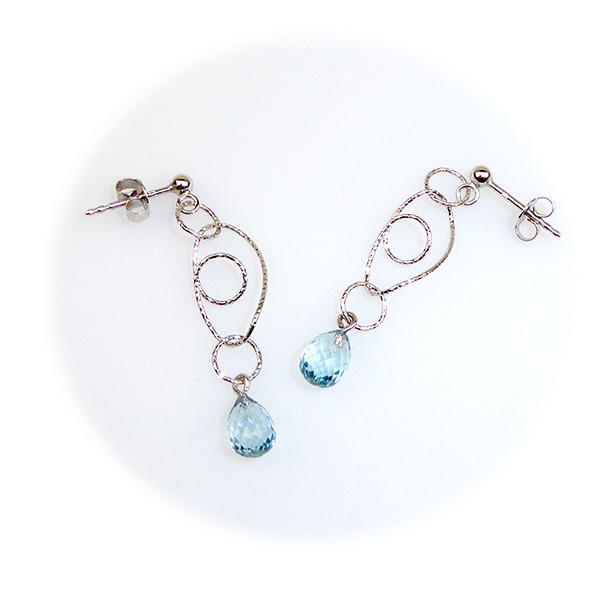 Øreringe -Blå Topas.925/Rhodium. Sterlingsilver/Rhodium-One prs, från San - Links of Joy