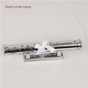 Forkromet dåbsrør m. fod - NORSK, från Noa Kids