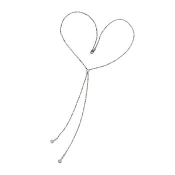 Halskæde i rhodineret sterlingsølv med ferskvandsperler 40cm, från San - Links of Joy