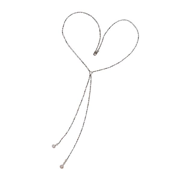 Halskæde i rhodineret sterlingsølv med ferskvandsperler 40cm, från San - Links of Joy