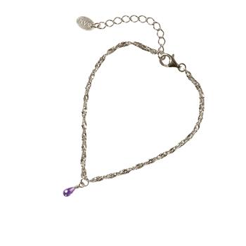 Armbånd i Rhodineret Sterlingsølv med Ametyst 16+4cm, från San - Links of Joy
