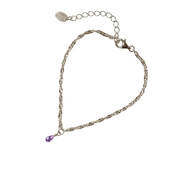 Armbånd i Rhodineret Sterlingsølv med Ametyst 18+4cm, från San - Links of Joy