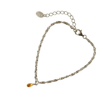 Armbånd i Rhodineret Sterlingsølv med Citrin 16+4cm, från San - Links of Joy