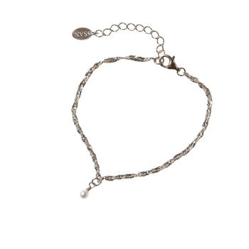 Armbånd i Rhodineret Sterlingsølv med Ferskvandsperle 16+4cm, från San - Links of Joy