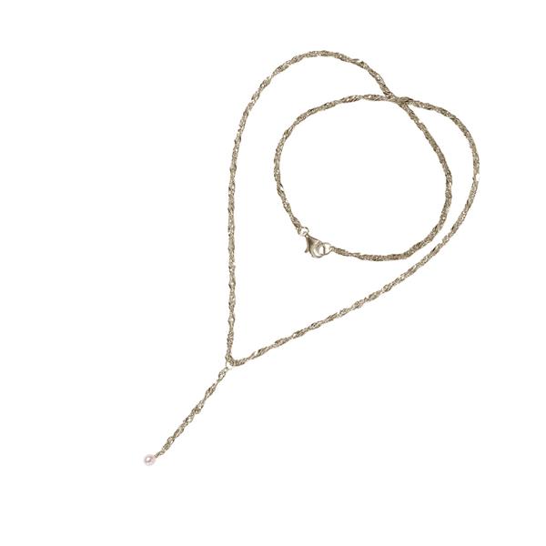Halskæde i Rhodineret Sterlingsølv med Ferskvandsperle 42cm, från San - Links of Joy