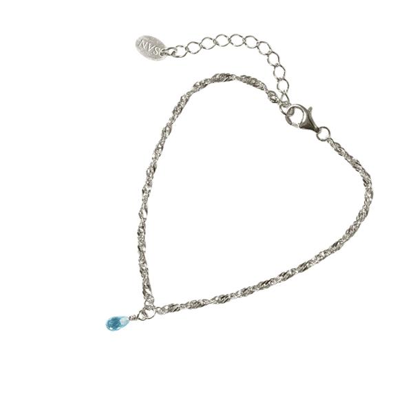 Armbånd i Rhodineret Sterlingsølv med Topas 18+4cm, från San - Links of Joy