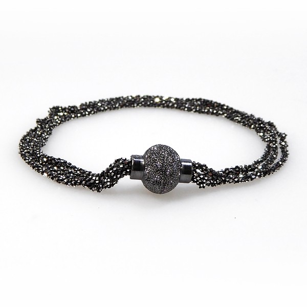 Armbånd & Halskæde med Magnetlås - 4 rk. DiamondCut-Oxyderet/sort Rhodineret 22cm, från San - Links of Joy