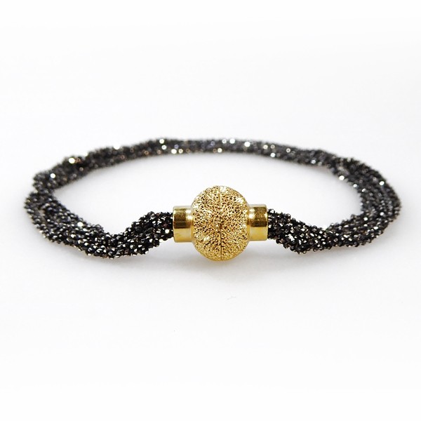 Armbånd & Halskæde med Magnetlås - 4 rk.DiamondCut-Oxyderet/Forgyldt 17cm, från San - Links of Joy