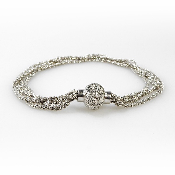 Armbånd & Halskæde med Magnetlås - 4 rk. DiamondCut - Rhodineret 19cm, från San - Links of Joy