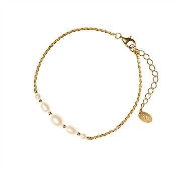 Forgyldt armbånd med Ferskvandsperler 16+4cm, från San - Links of Joy
