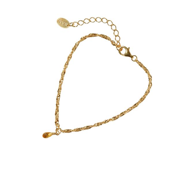 Armbånd i Forgyldt Sterlingsølv med Citrin 16+4cm, från San - Links of Joy