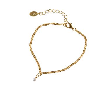 Armbånd i Forgyldt Sterlingsølv med Ferskvandsperle 16+4cm, från San - Links of Joy