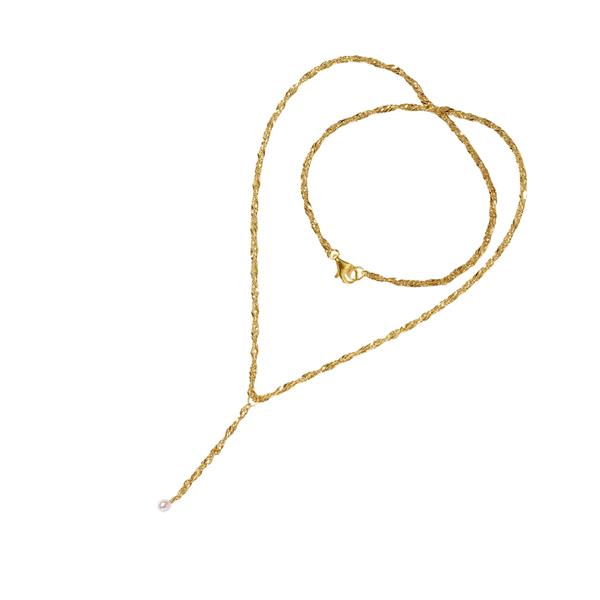 Halskæde i Forgyldt Sterlingsølv med Ferskvandsperle 42cm, från San - Links of Joy