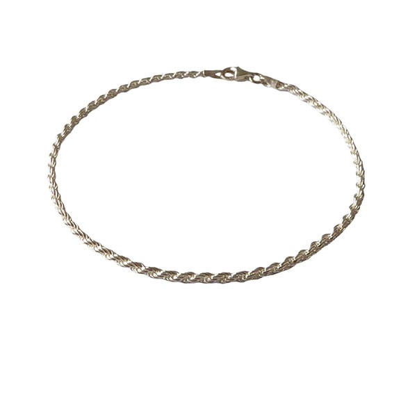 2mm Bjørn Borg - Cordel kæde i Blank sterlingsølv Armbånd & Halskæde 20cm, från San - Links of Joy