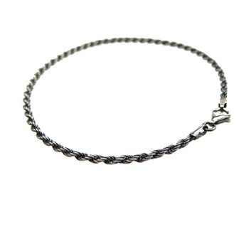 2 mm Bjørn Borg - Cordel kæde i Let Oxyderet Sterlingsølv - Armbånd & Halskæde 16cm, från San - Links of Joy