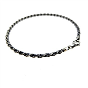 2,5mm Bjørn Borg - Cordel kæde i Let Oxyderet Sterlingsølv - Armbånd & Halskæde 16cm, från San - Links of Joy