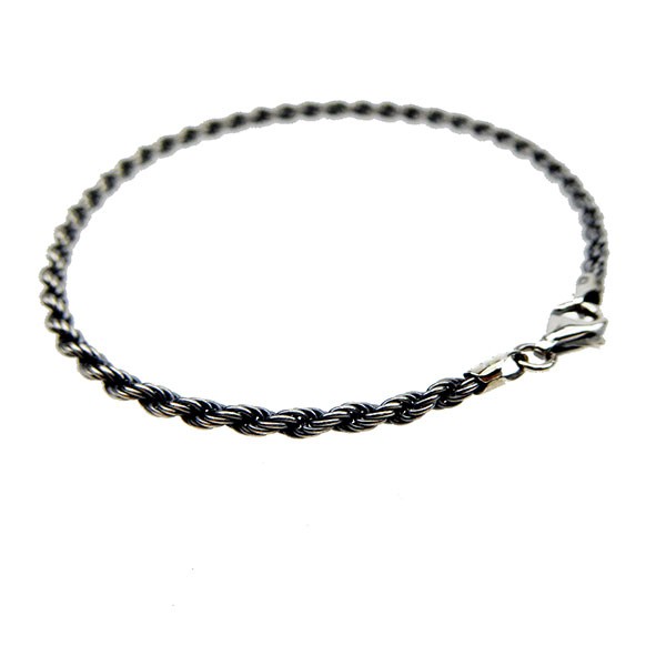 2,5mm Bjørn Borg - Cordel kæde i Let Oxyderet Sterlingsølv - Armbånd & Halskæde 17cm, från San - Links of Joy