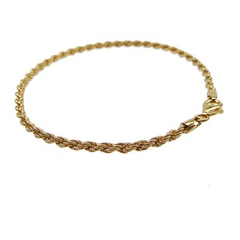 2,5 mm Bjørn Borg - Cordel kæde i Forgyldt Sterlingsølv - Armbånd & Halskæde 38cm, från San - Links of Joy