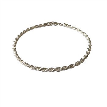 3mm Bjørn Borg - Cordel kæde i Blank sterlingsølv - Armbånd & Halskæde 17cm, från San - Links of Joy