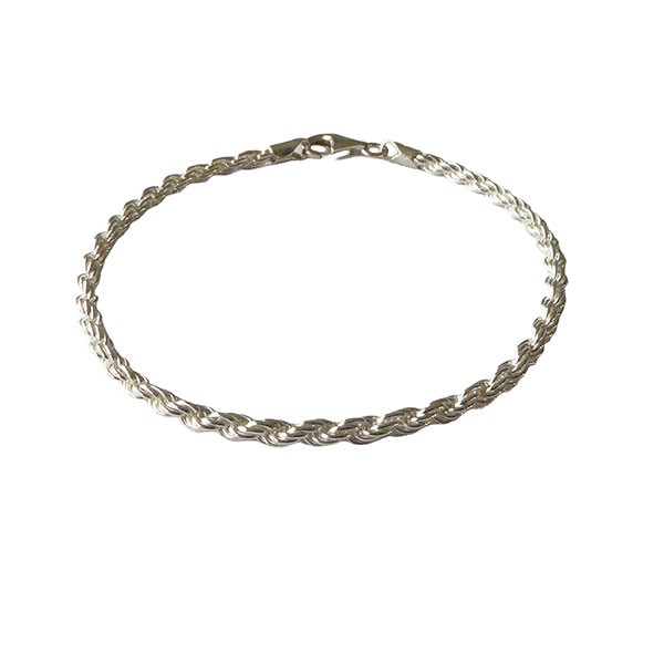 3mm Bjørn Borg - Cordel kæde i Blank sterlingsølv - Armbånd & Halskæde 19cm, från San - Links of Joy