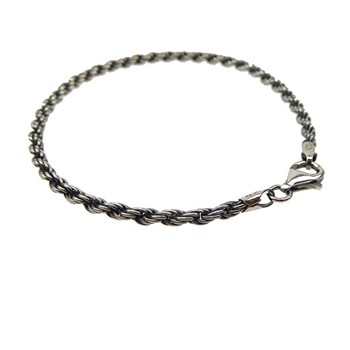 3mm Bjørn Borg - Cordel kæde i Let Oxyderet Sterlingsølv - Armbånd & Halskæde 17cm, från San - Links of Joy