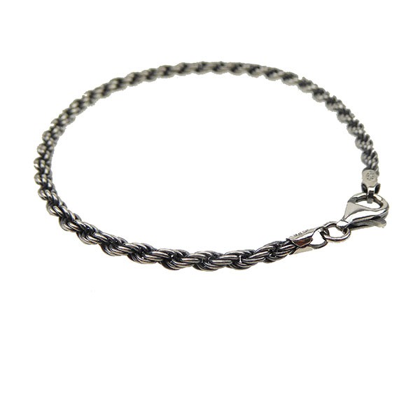 3mm Bjørn Borg - Cordel kæde i Let Oxyderet Sterlingsølv - Armbånd & Halskæde 18cm, från San - Links of Joy