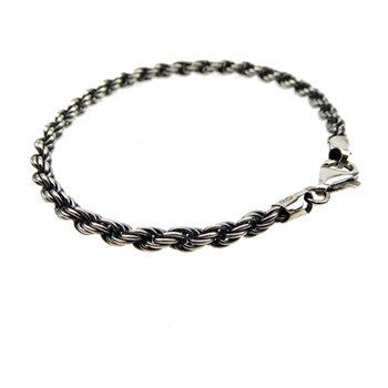 4mm Bjørn Borg - Cordel kæde i Let Oxyderet Sterlingsølv Armbånd & Halskæde 18cm, från San - Links of Joy