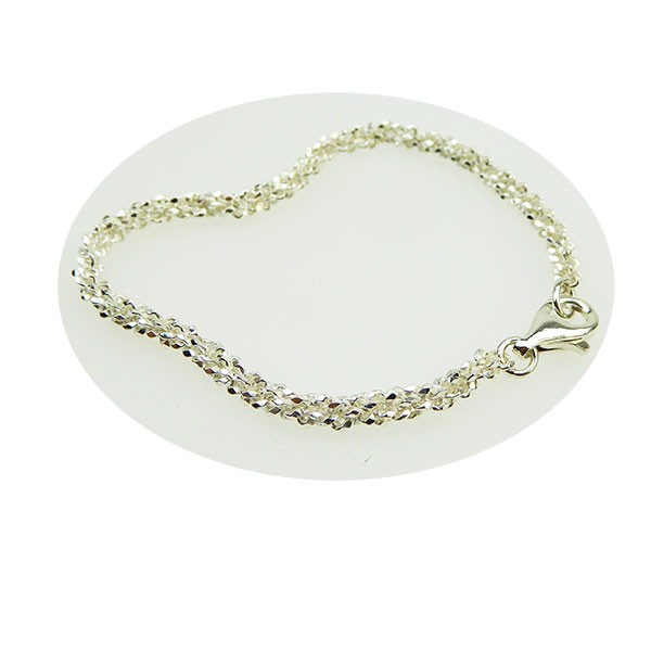 Armbånd & halskæde - Blank/925 DiamondCut 3,8mm i diameter 17cm, från San - Links of Joy