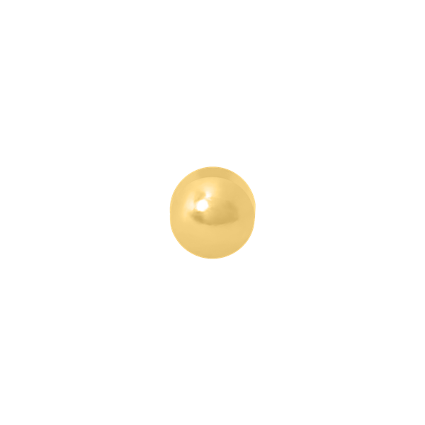 Liten, sfärisk näspiercing i glänsande guldton med reflekterande yta från Støvring Design.