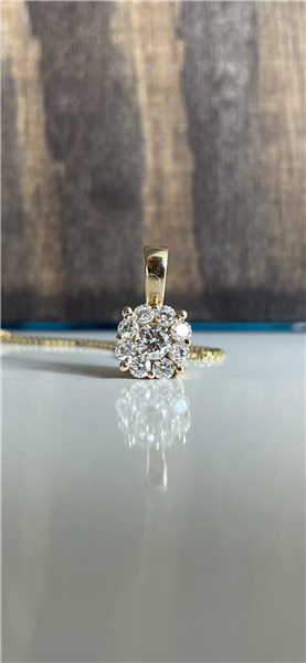 Vedhæng 14 karat rød guld BLOOM med brillanter med sølv forgyldt kæde, från L&G