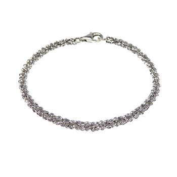 Armbånd & halskæde - Rhodium/925- DiamondCut=3,8mm diameter 18cm, från San - Links of Joy