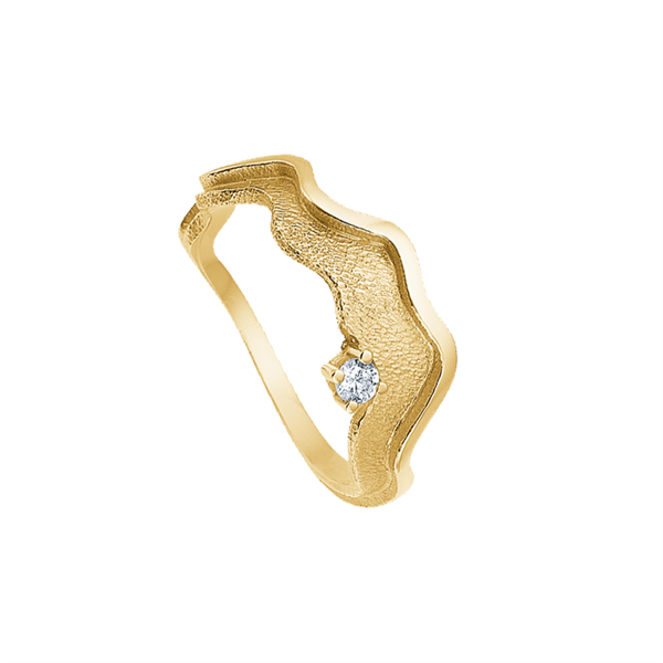 Randers Sølv\'s Handmade finger ring in 8 ct gold with small brilliant - 8 mm 