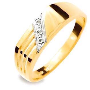 Mens ring in 9 ct gold with 3 pcs 0,005 ct diamond