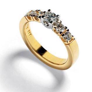 14 carat wedding ring in 4,2 mm w/ 0,57 ct diamonds - both in white and yellow gold