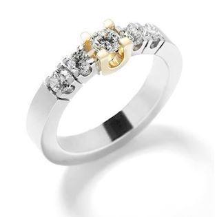14 carat wedding ring in 4,2 mm w/ 0,42 ct diamonds - both in white and yellow gold