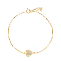 Armbånd hjerte 8x8mm zirkonia 14-16cm forgyldt sterling sølv