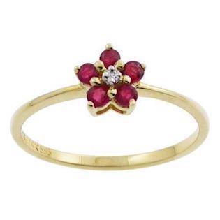 Houmann 14 ct gold Finger ring with ruby and diamond, model E017300