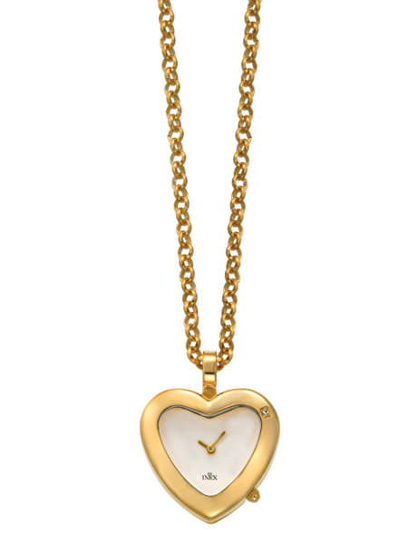 Gold Plated Heart on 4 mm Necklace with watch from Inex