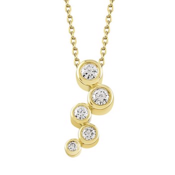 Nuran 14 kt pendant, from the Tube series with 2 x 0,05 + 2 x 0,025 + 1 x 0,005 ct Diamonds Wesselton SI
