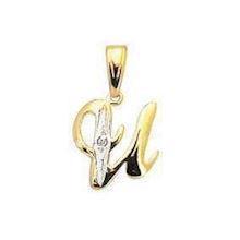 Lettered gold pendant with 0.005 ct diamond