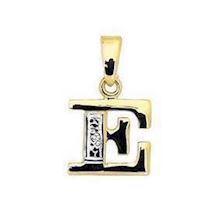 Lettered gold pendant with 0.005 ct diamond