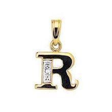Lettered gold pendant with 0.005 ct diamond