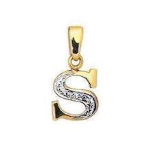 Lettered gold pendant with 0.005 ct diamond