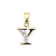 Lettered gold pendant with 0.005 ct diamond
