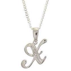 White gold letter pendant with 0,005 ct diamond